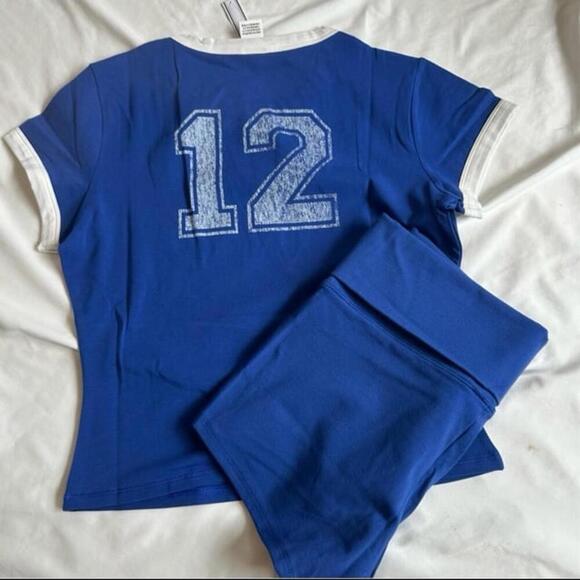 Frankie's Bikinis Brooklyn blue shirt and shorts Set - Picture 5 of 6